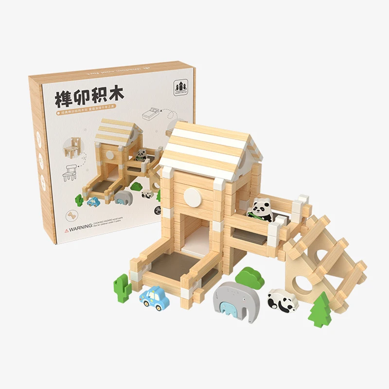 Luban Toys casa in legno blocchi di costruzione Assemable giocattolo mattoni impilabili fai da te kit di costruzione in miniatura giocattoli educativi per bambini