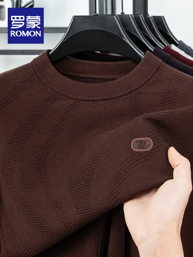 

Мужской вязаный свитер с цветочным узором, утепленный, с круглым вырезом, теплый, в стиле Dad Style, зимний, модный, повседневный, удобный, с длинными рукавами