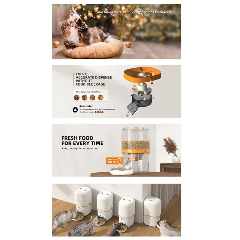 1080P HD Camera Automatic Cat Feeder With 5Gwifi Pet Cat Smart Food Kibble Dispenser Feeder For Cats Dog White