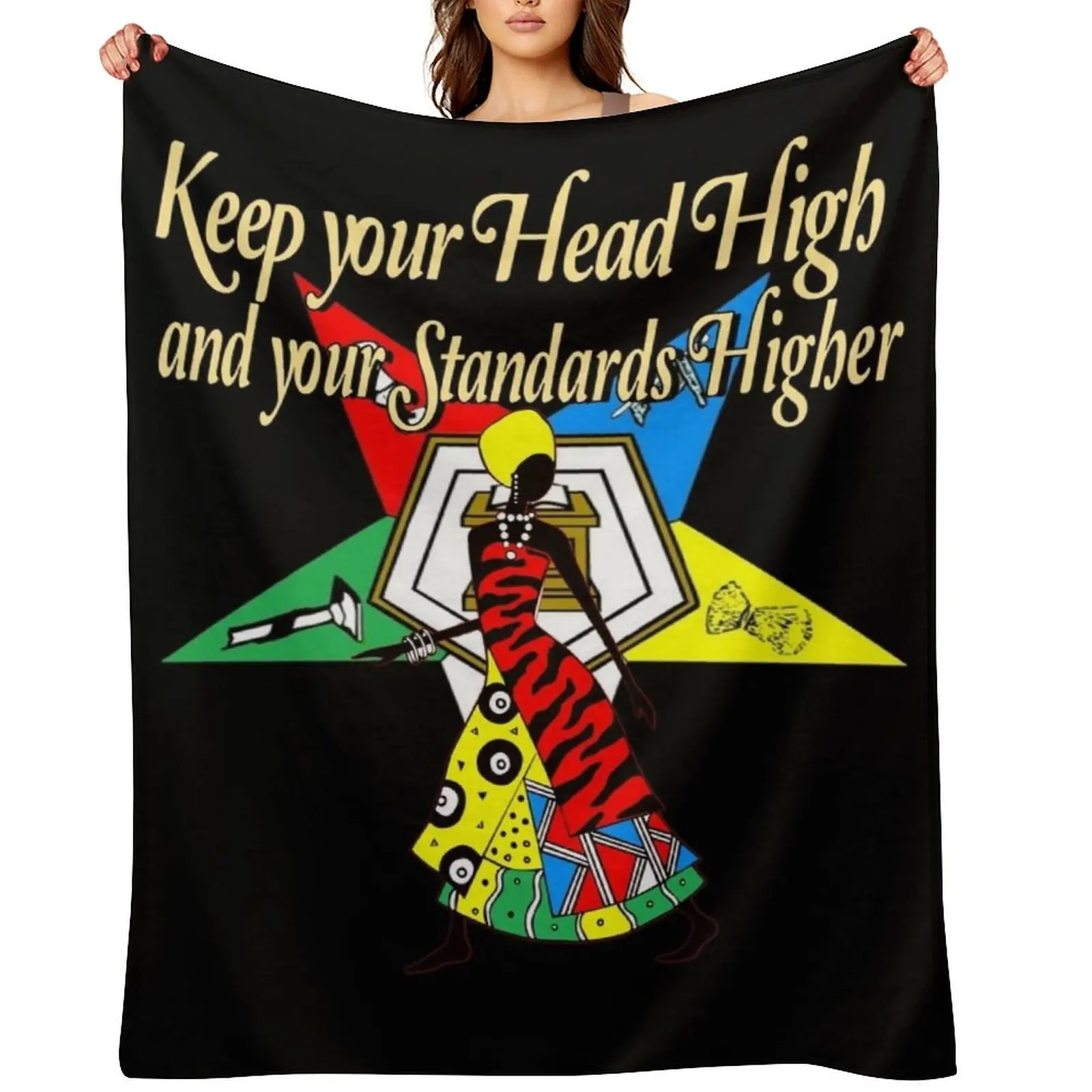 

OES Style Order Of The Eastern Star Logo Sistar Keep Your Head High Throw Blanket Thin decorative Soft Plaid Polar Blankets