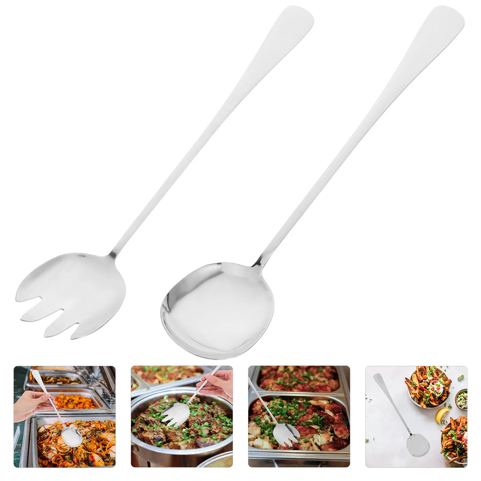 

Salad Mixing Spoon Metal Spoons Cooking Large Serving Long Stainless Steel Public