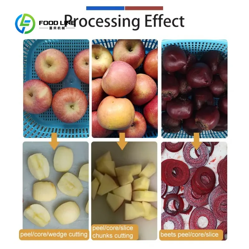 Customized 4-in-1 Commercial Apple Peeling Coring Slicing Dicing Machine for Fruit Processing Factory