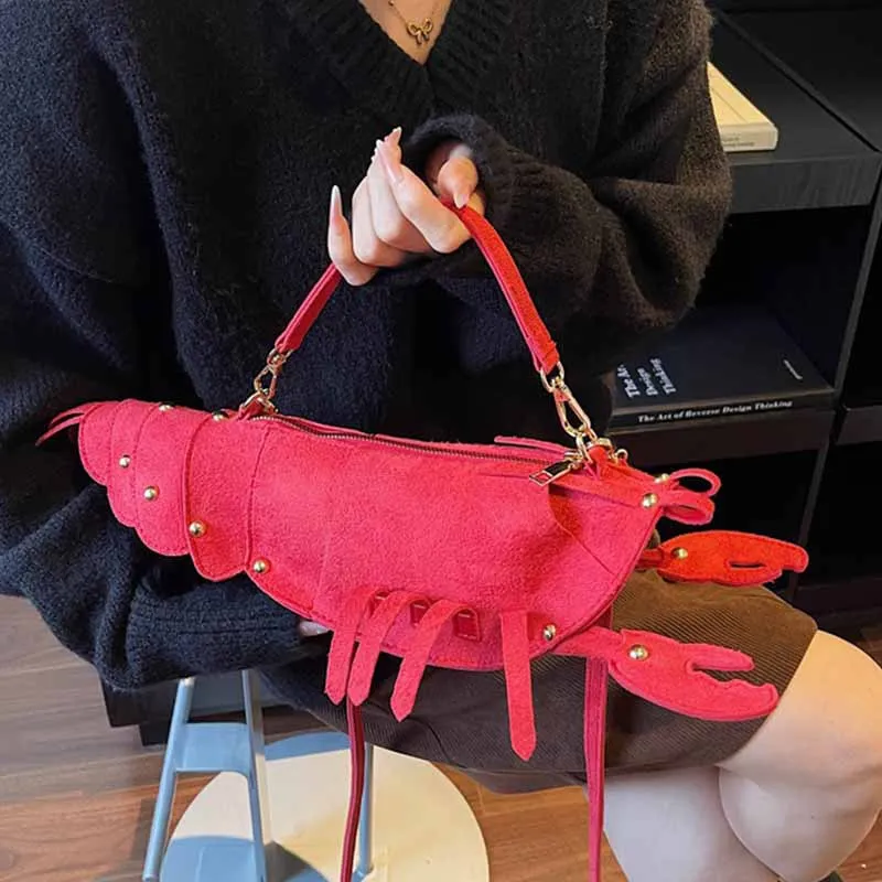 

Новинка 2023 года, женская милая сумка через плечо в форме лобстера, многосторонняя сумка через плечо, регулируемый ремень для ежедневного использования ​ Сумки для рук для женщин