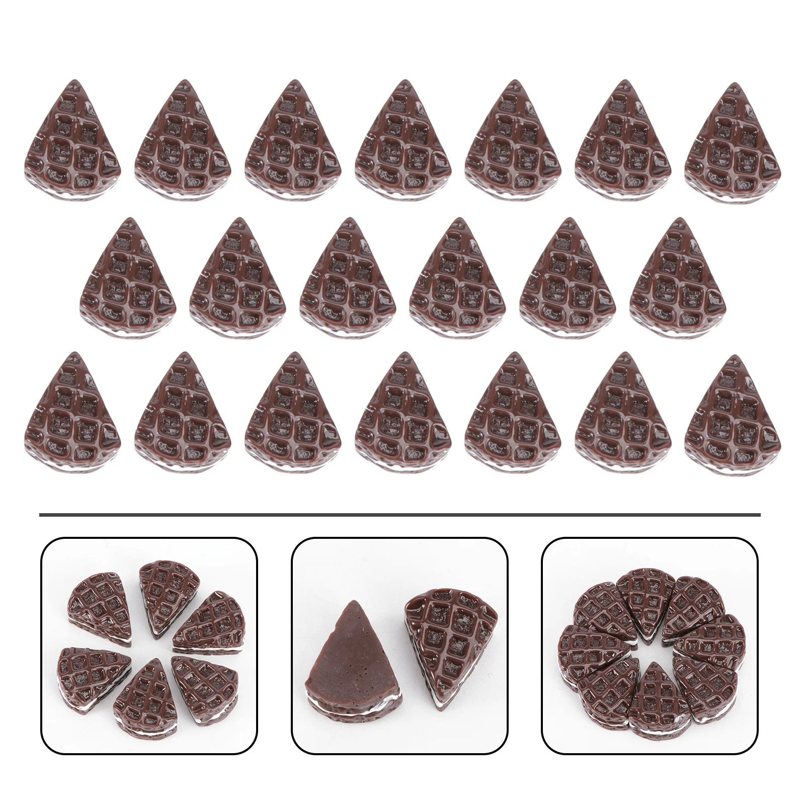 20pcs Simulation Chocolate Wafer Biscuit Diy Accessory Fake Foods Decor For Holiday Party Home Table Decoration Artificial