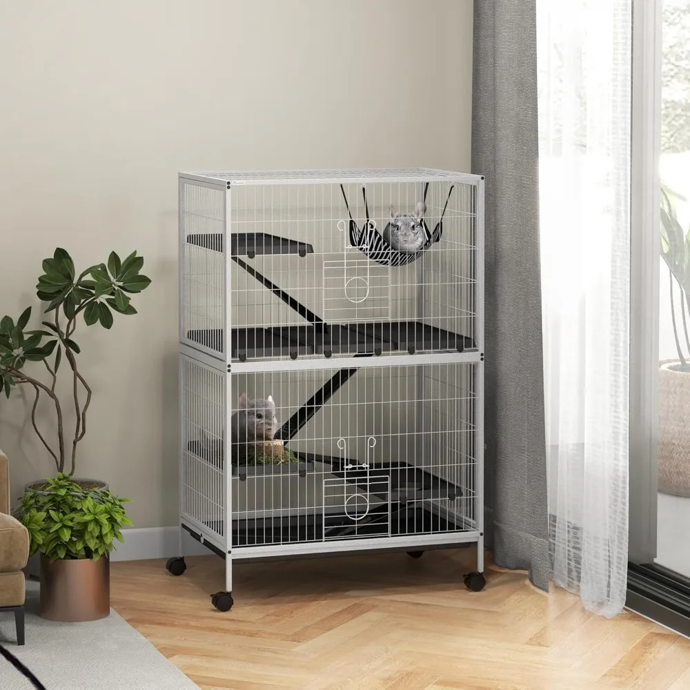 

50" 5-Tier Small Animal Cage, Ferret Cage, Large Chinchilla Cage with Hammock Accessory & Heavy-Duty Steel Wire,