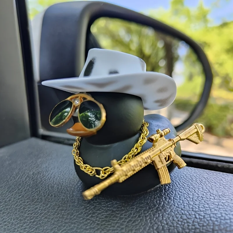 Chapeau de Cowboy en canard noir, 1 pièce, décoration de voiture, décoration de rétroviseur