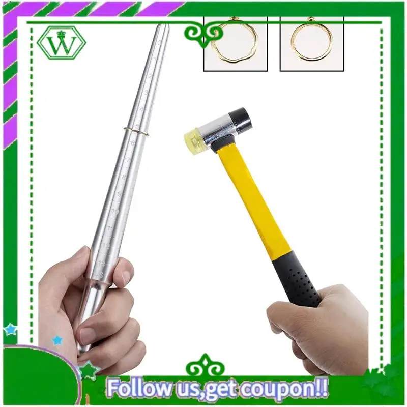 

A18P-Ring Size Measuring Tool Set, Ringsizing With Magnifying Glass, Solid Ring Mandrel Sizing Tool For Ring Repair Durable