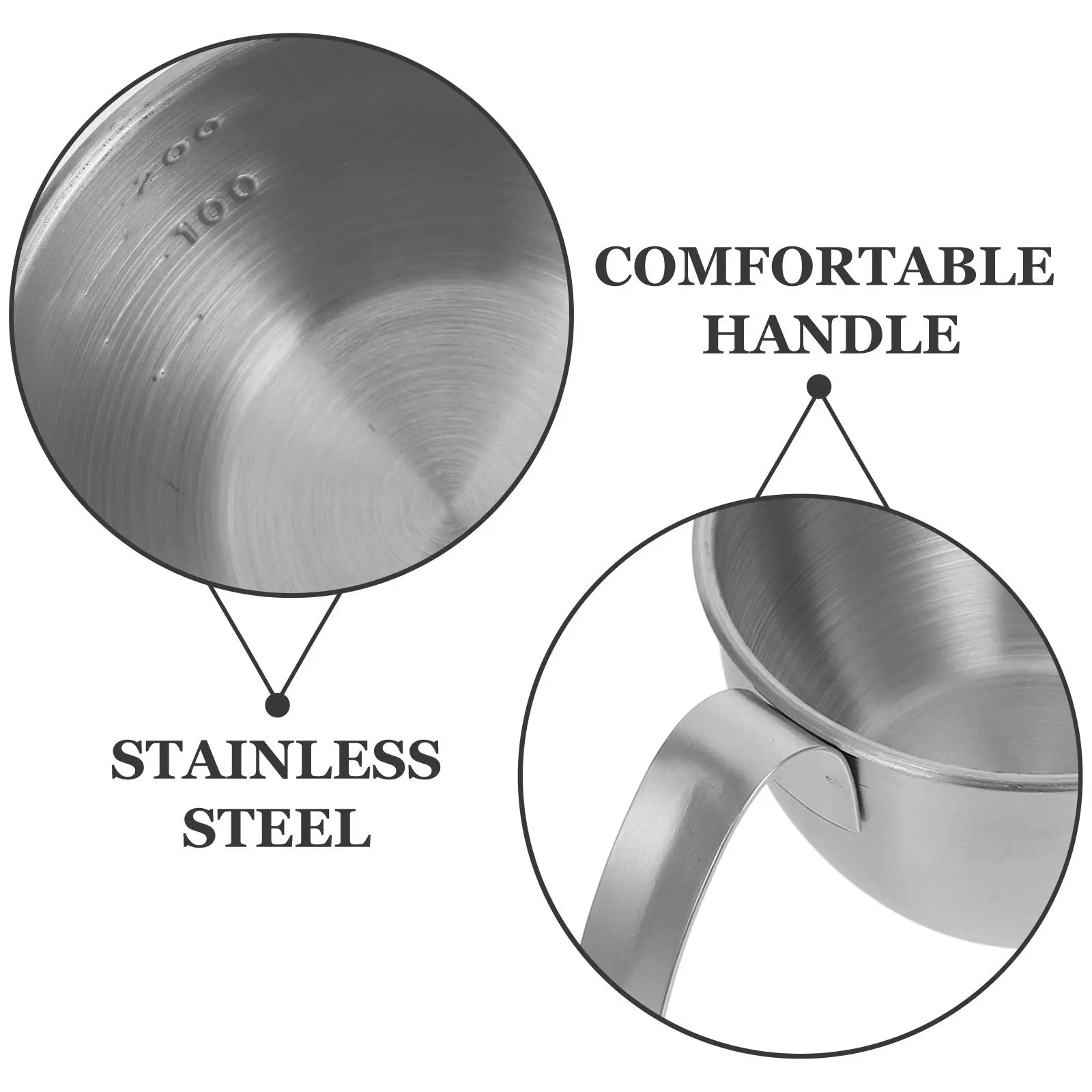200Ml Stainless Steel Baking Bowl with Ergonomic Handle and Precise Measurement Marks for Mixing Beating Sauces Ingredients Prep