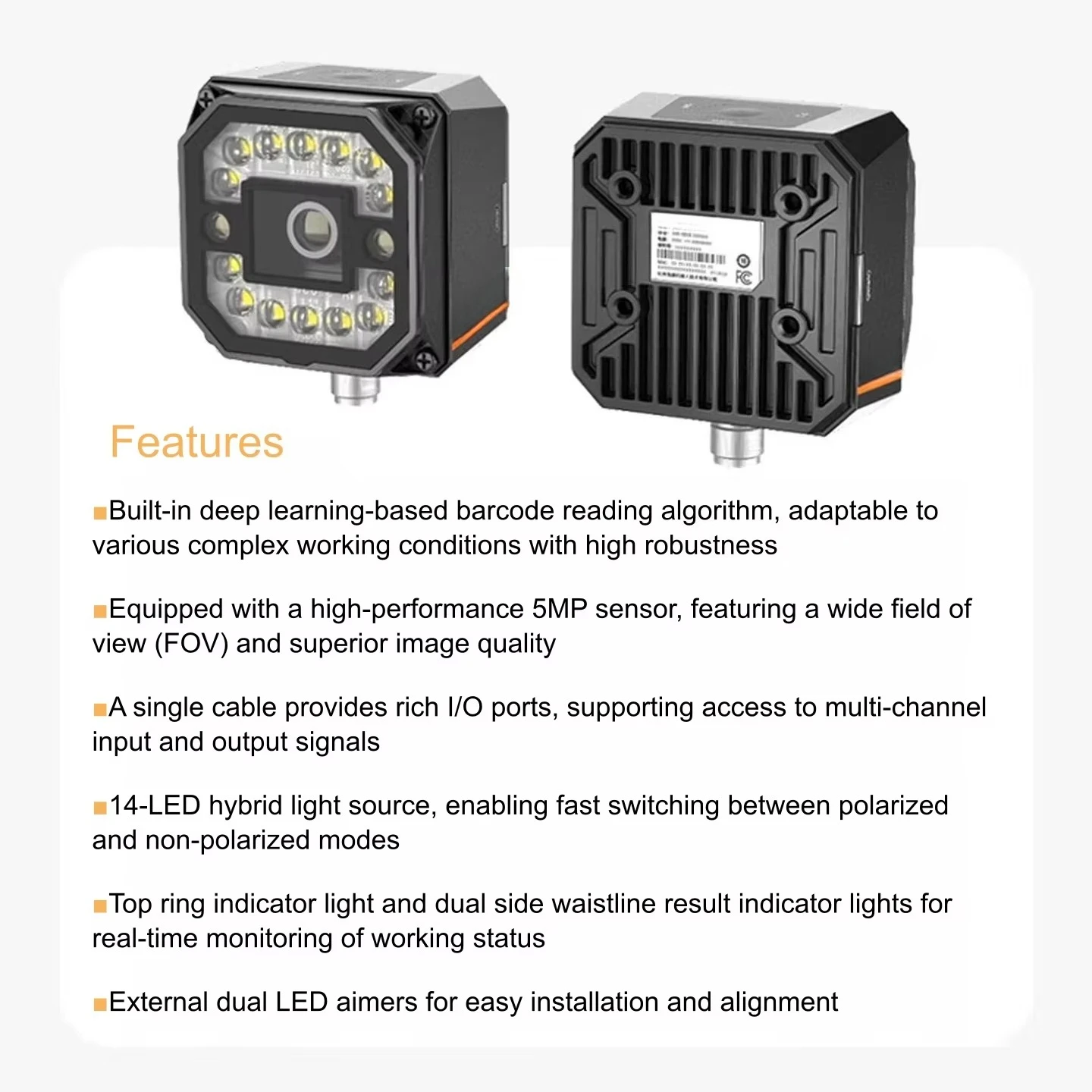 Reliable Automatic Fixed Mount Barcode Reader with Multi I/O Ports, Industrial Stationary Code Scanner for Retail Logistics