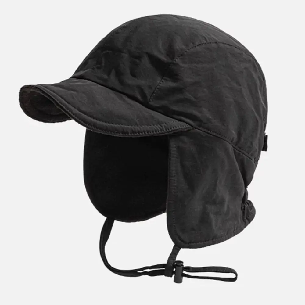 Japanese Retro Bomber Hat Windproof Solid Color Velvet Pilot Hat Ear Protection Ski Earflap Bonnet Outdoor Cycling Caps