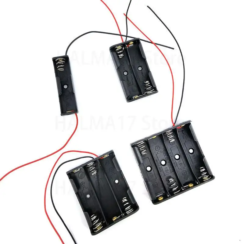 5pcs 1 2 3 4 Slots ports AA 2AA 3AA 4AA 1.5v 3v 4.5v 6v Size Power Battery Storage Case Box Holder 3Xaa 2xaa aa With Leads J17