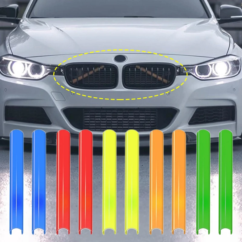 2Pcs Front Grille Trim Strips Cover Frame Stickers For BMW F10 E60 F30 F32 F20 F22 F06 F02 F25 F26 G20 1 2 3 4 5 6 7 Series