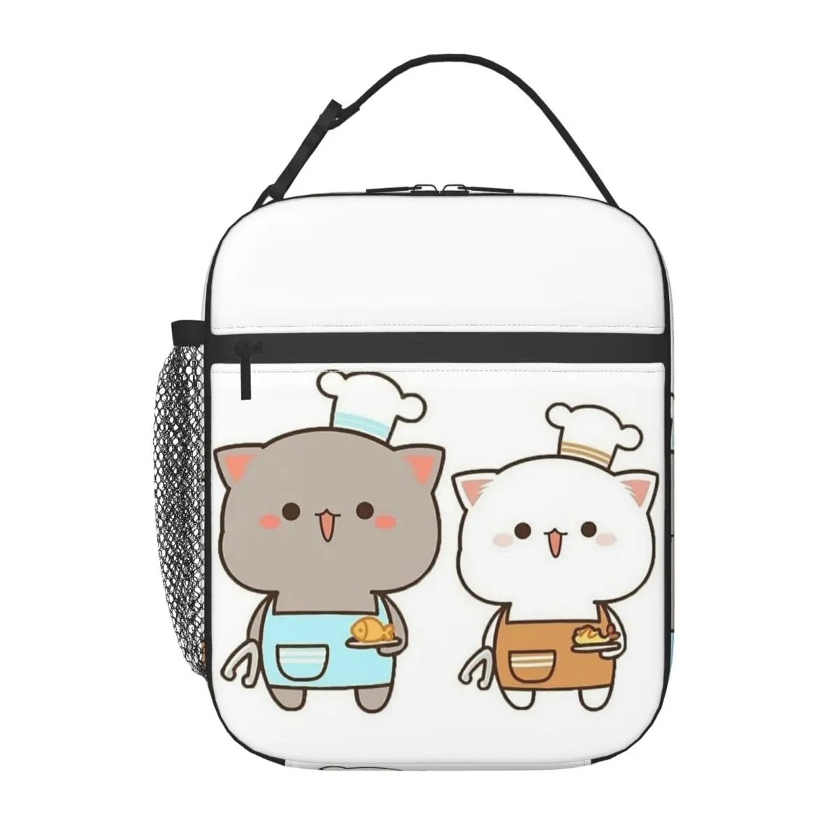 Funny Cooking Master Peach And Goma Mochi Cat Insulated Lunch Bag for Women Children Portable Food Boxes Thermal Lunch Box Tote