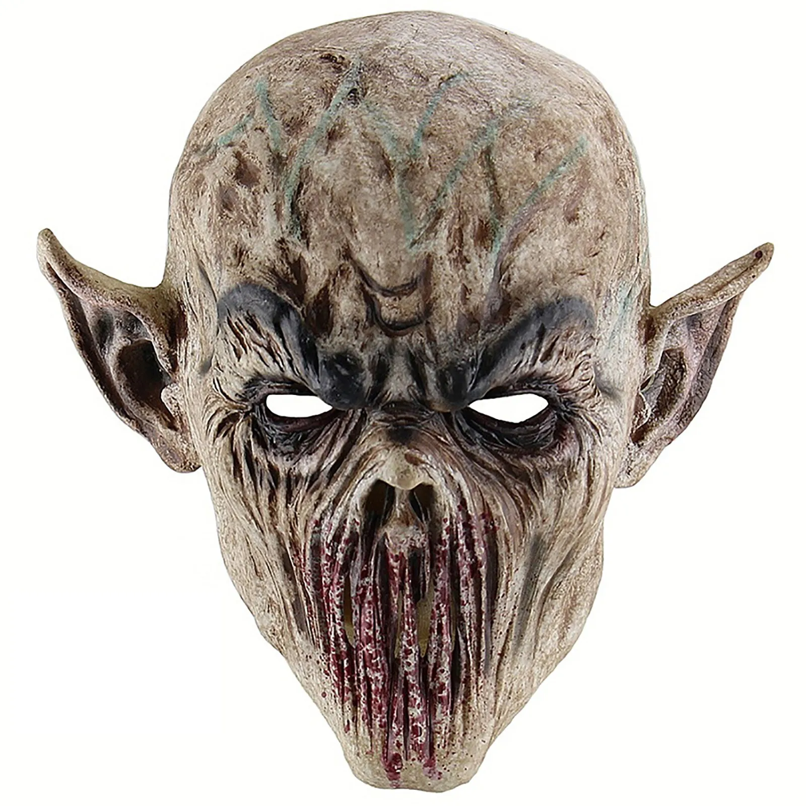 Disfraz terrorífico de Cosplay malvado para adultos, accesorios de fiesta de Halloween, máscara de monstruo de horquilla de Zombie Orc sangriento, Alien, Demon Killer, Horror