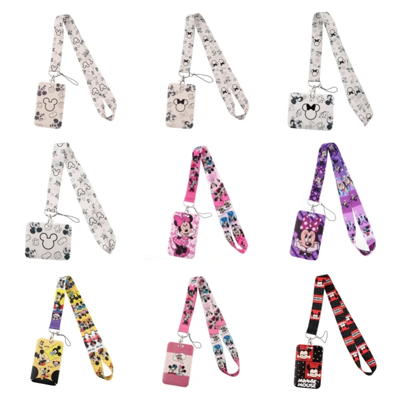 Mickey Mouse Minnie Lanyards Keychain Neck Strap Charm ID Card Holder Lanyard for Keys DIY Hanging Rope Key Ring