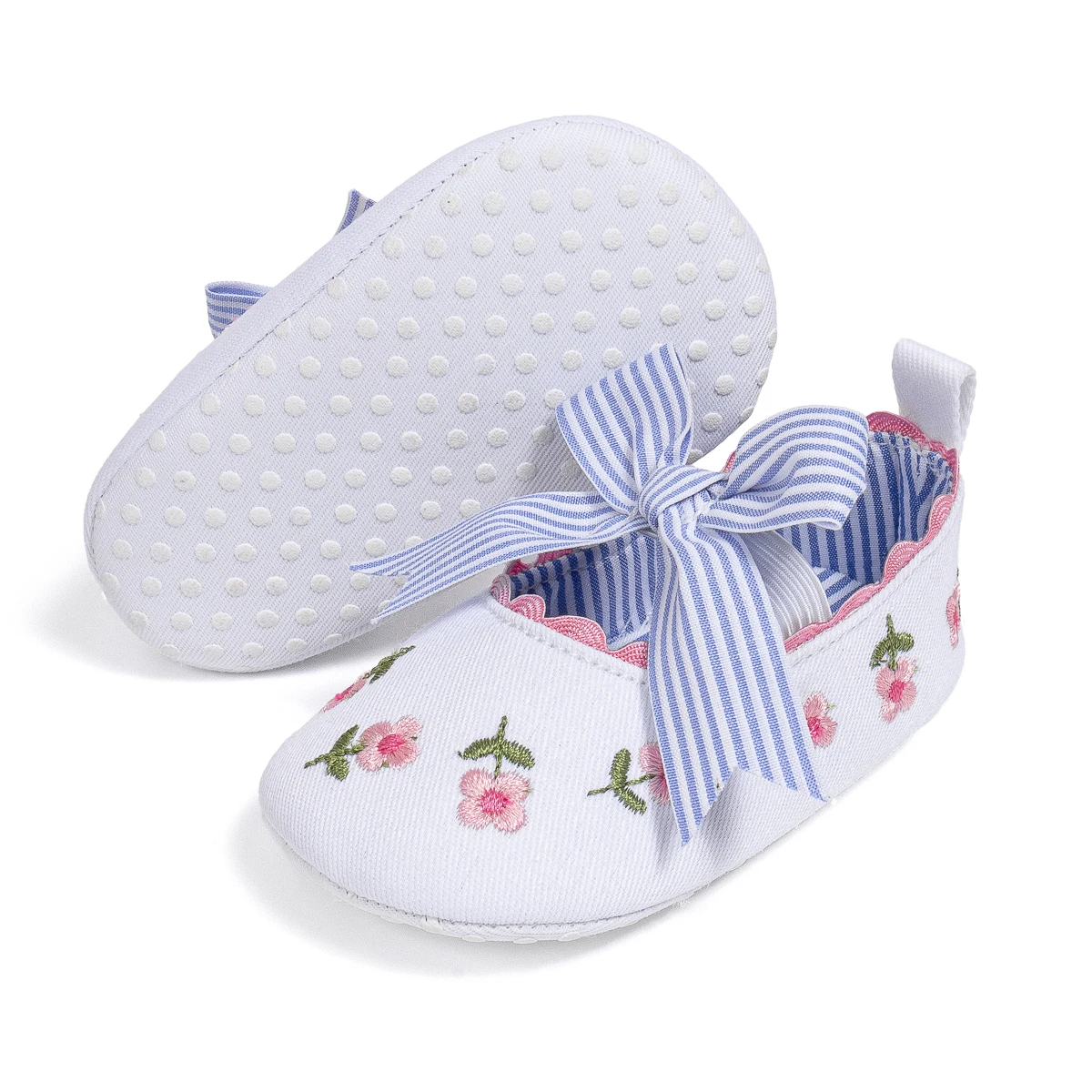 New Flower Embroidery Ballet Baby Girl Shoes Bow Bow Soft Bottom Non-slip Princess Shoes First Toddler Infant Shoes