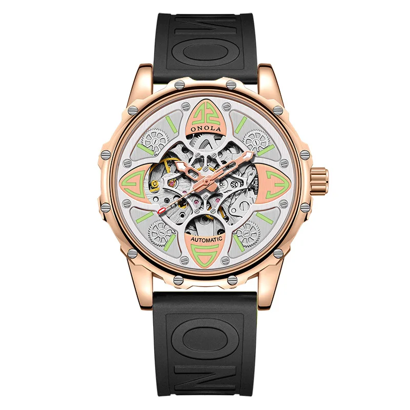 

Fashionable New Automatic Mechanical Watch for Men Waterproof with Rubber Strap