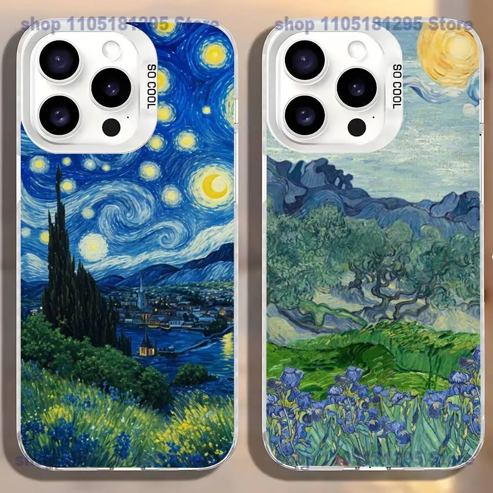 

Van Goghs Art Phone Case For iPhone17,16,15,14,13,12,11,Mini,Pro,SE,MAX,plus,White Matte Shockproof Cover