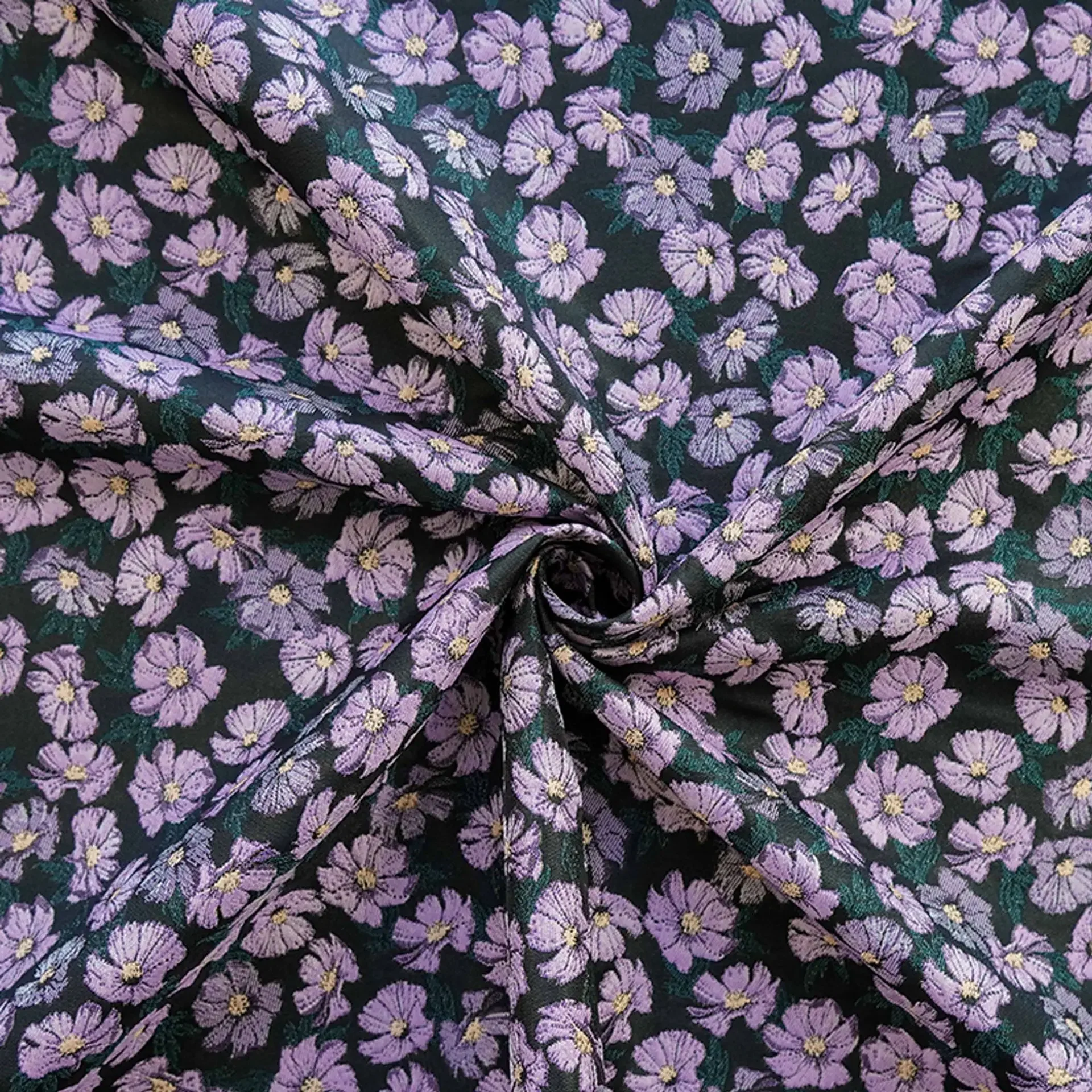 

Elegant Purple Small Floral Jacquard Vest Fabric Retro Pastoral Style Dress Cheongsam Women's Clothing Handmade Sewing Fabric