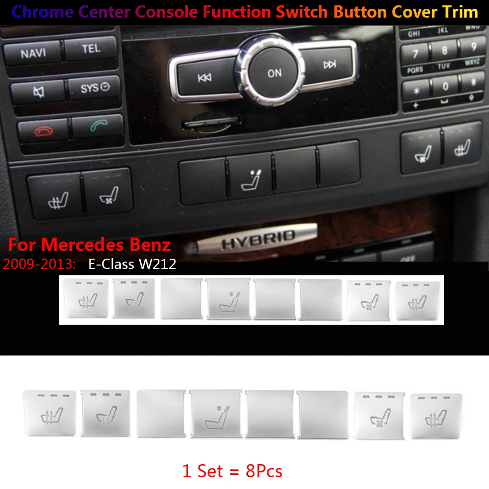 

8Pcs For Mercedes Benz E W212 Car Center Console Seat Heater Adjust Function Switch Button Cover Trim Auto Interior Accessoires