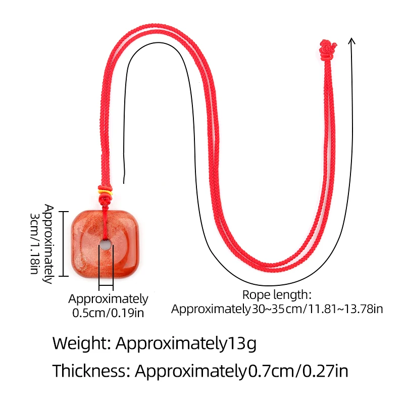 يتوهم جاسبر مربع على شكل Pingan الأحجار الكريمة القلائد قابل للتعديل اليدوية المنسوجة حبل للنساء الرجال 30 مللي متر دونت عملة حجر قلادة