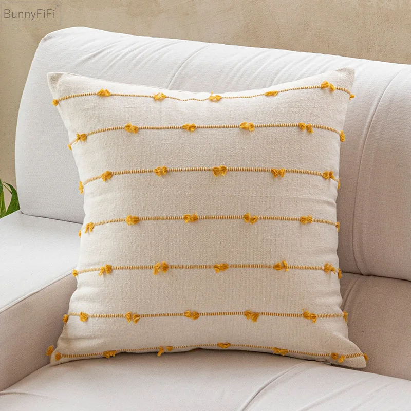 Stripe Cushion Cover Jacquard Blue Cotton Yellow Grey Black Pink Beige 45x45cm 30x50cm Home Decoration Pillow Cover Living room