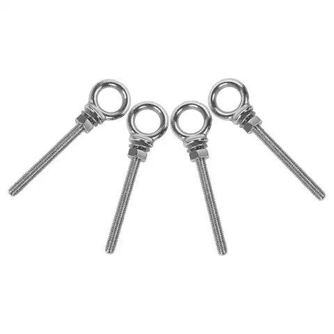 4Pcs Stainless Steel Eye Bolts Heavy Duty Machinery Eye Bolt Anchors Hex Nuts Wall Fasteners Concrete Hook Bolts Rust Resistant