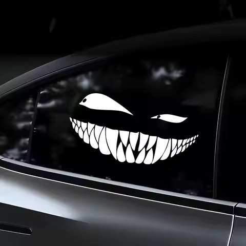 Funny bared teeth and evil look at you with a smile creative&amp;funny stickers for cartoon fans&amp;lover,high quality for car trucks m