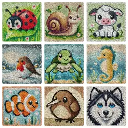 Latch Hook Rug Kits Animals Needlework Carpet Accessories Cross Stitch Latch Hook Cushion Snails Carpet Embroidered Knooppakket