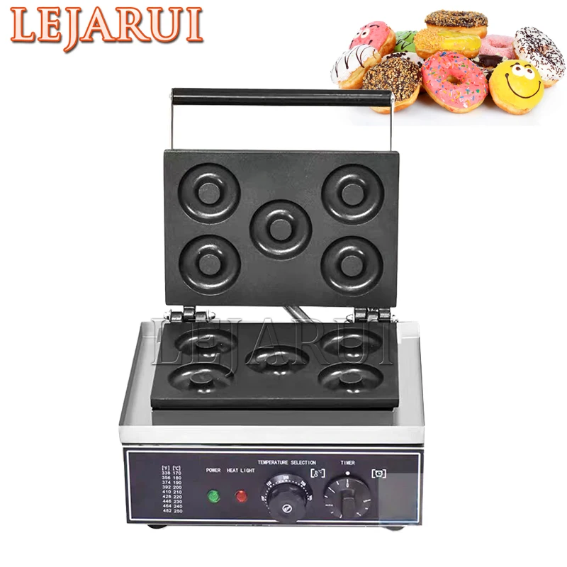 220V/110V Commercial Donuts Snack Mould Bake Crispy Machine Donuts Machine 5 Cells Donuts Restaurant Scones Baking Equipment