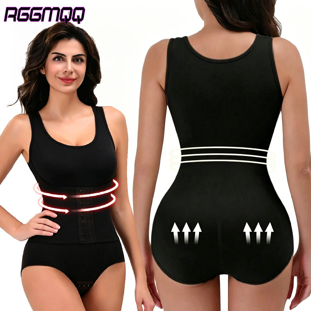 RGGMQQ 1PCS Women Waist Trainer Bodysuit, Tummy Control Corset Cincher, Full Body Shaper Tank Top Slimming Shapewear