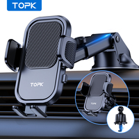 Car Phone Holder Mount, TOPK [2024 Upgraded] Dashboard & Air Vent Universal Phone Car Mount, Compatible with All Cellphones