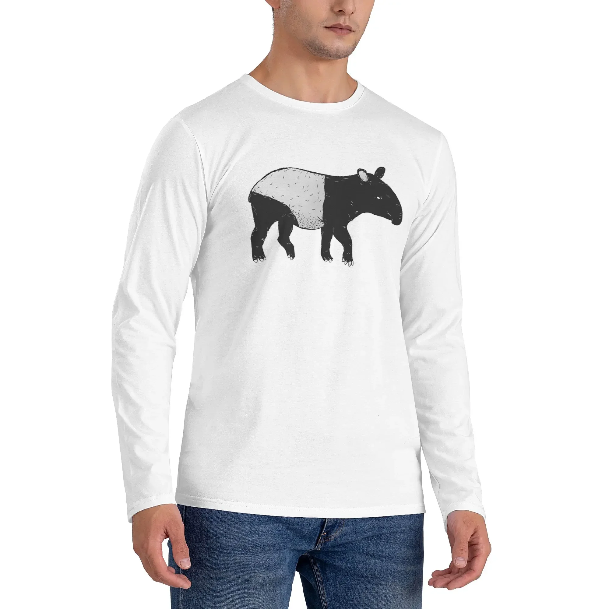 

Tapir Мужская футболка с длинными рукавами Повседневные футболки с круглым вырезом Весенние и осенние мужские топы