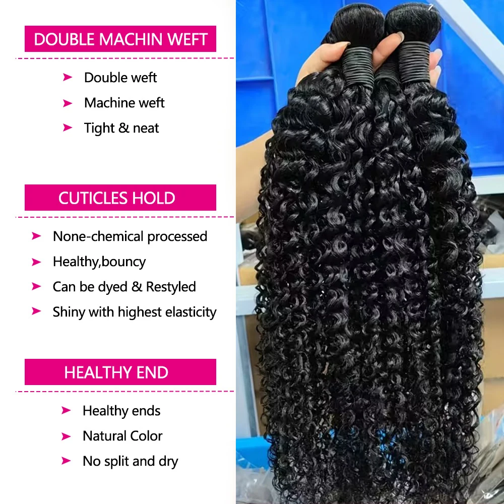 Lots de Cheveux Humains Bouclés 12A, Cheveux Crépus Bouclés, 22, 24, 26 Pouces, Cheveux Bouclés Birmans, Lots Noirs Naturels