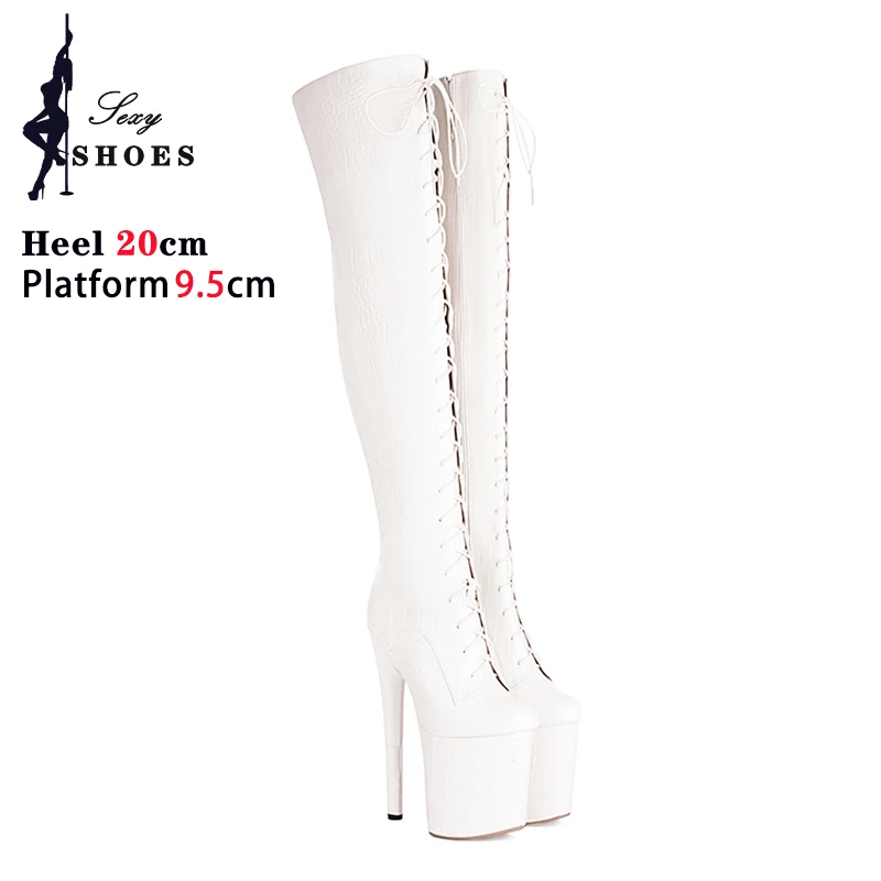 Thigh High Boots Woman Autumn Winter Extreme High Heels Black Platform Stripper Shoes Over The Knee High Pole Dance Boots Women