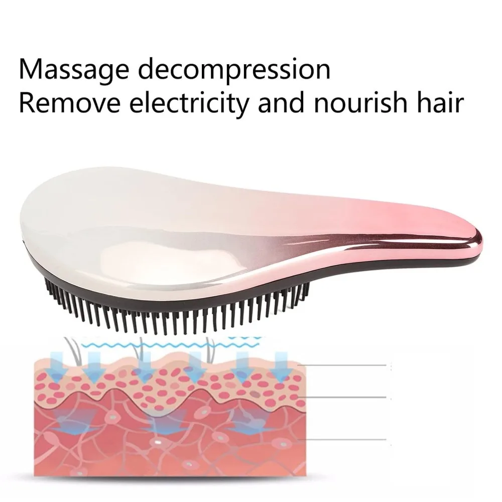 2 Pack Mini Detangling Hair Brush, Small Curved Massage Hair Comb, Anti-Scratch Soft Round Tip Bristle Styling Brush for Home Daily Travel All Hair Types Straight Curly Thick Thin Hair