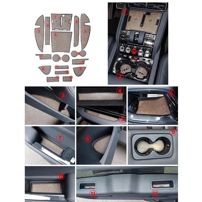 For Fang Cheng Bao Leopard 5 Denza B5 2023-2026 Leather Anti-Slip Cup Mat Gate Slot Pad Door Protection Pad Mat Car Accessories