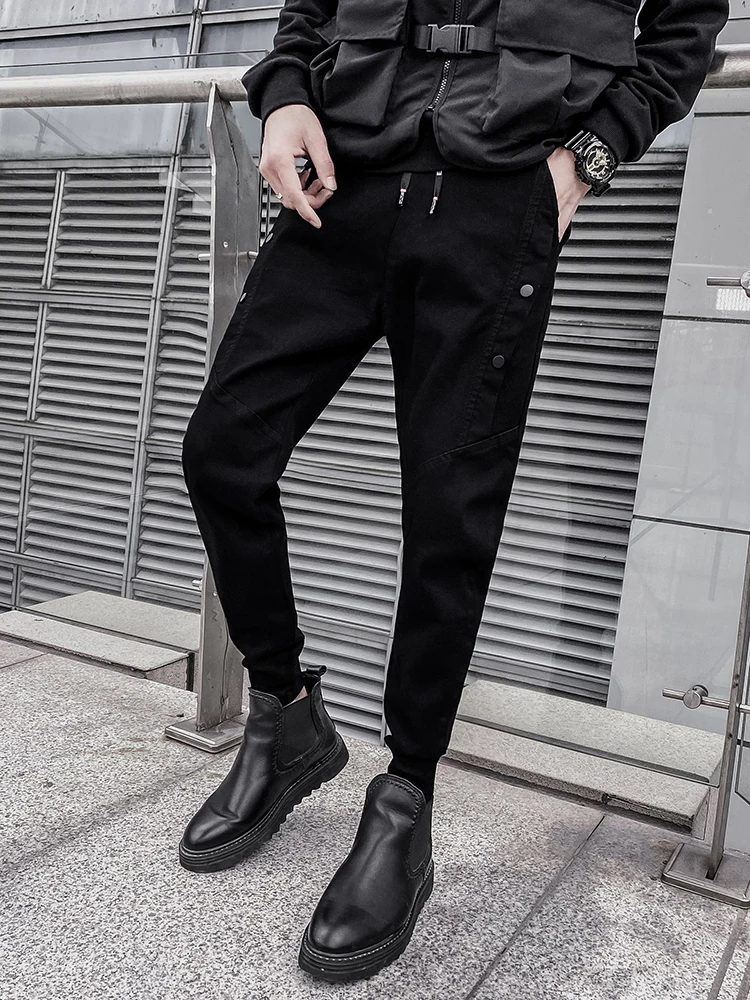 

Bla повседневные тонкие мужские джинсы весенний сезон молодежная модная рабочая одежда Harajuku Sle свободные брюки Харлан корейская мода