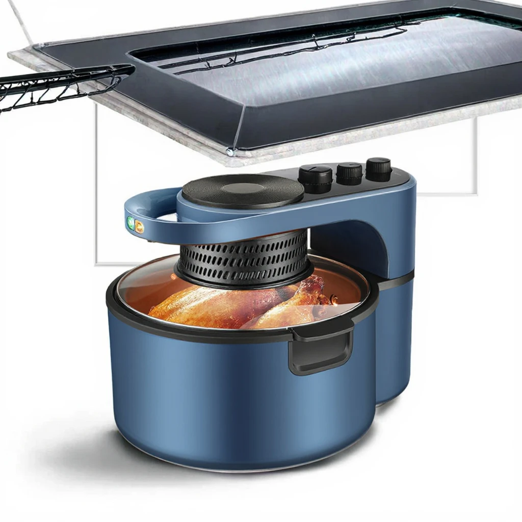 8L Electric Fryer Oven Multifunction 360 Degree Rotary Oil-Free Digital Temperature Timer 80-230 Celsius Degree for RV Car