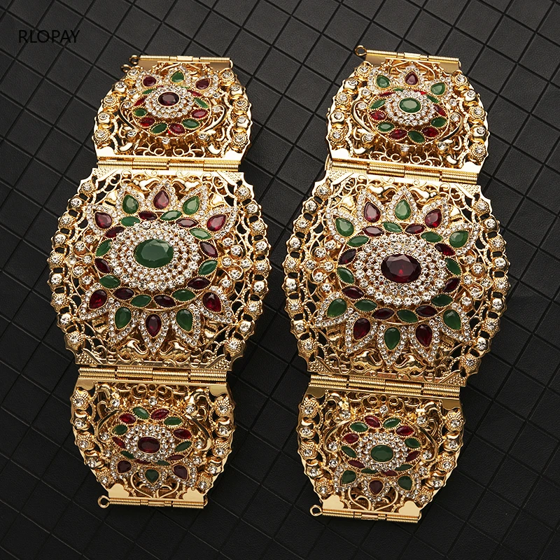 Chic Morocco Wedding Belts Gold Plated Rhinestone Waist Chains for Caftan Arabesque Bridal Accessories Muslim Women Jewelry