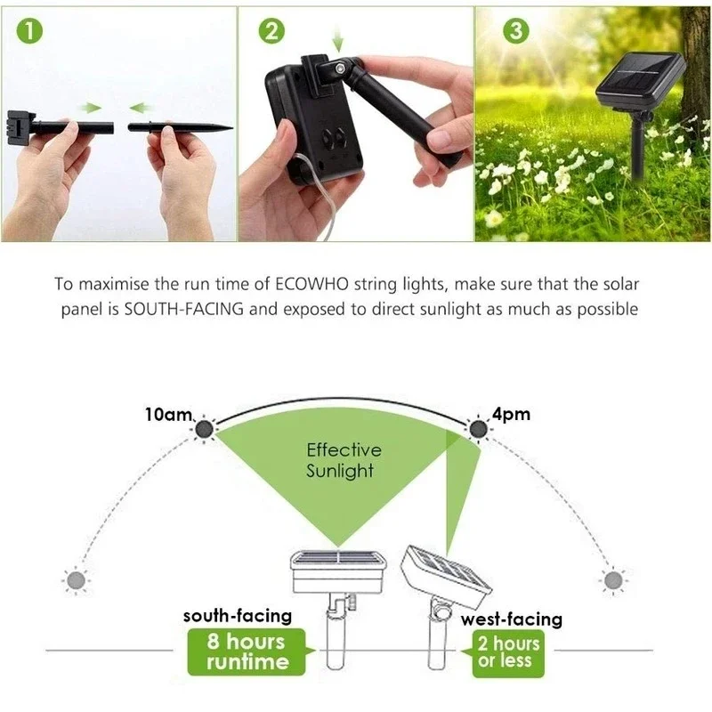 Наружная светодиодная гирлянда на солнечной батарее, 400/300/200, 8 режимов, для сада, двора, рождественской вечеринки, водонепроницаемая медная проволочная лампа
