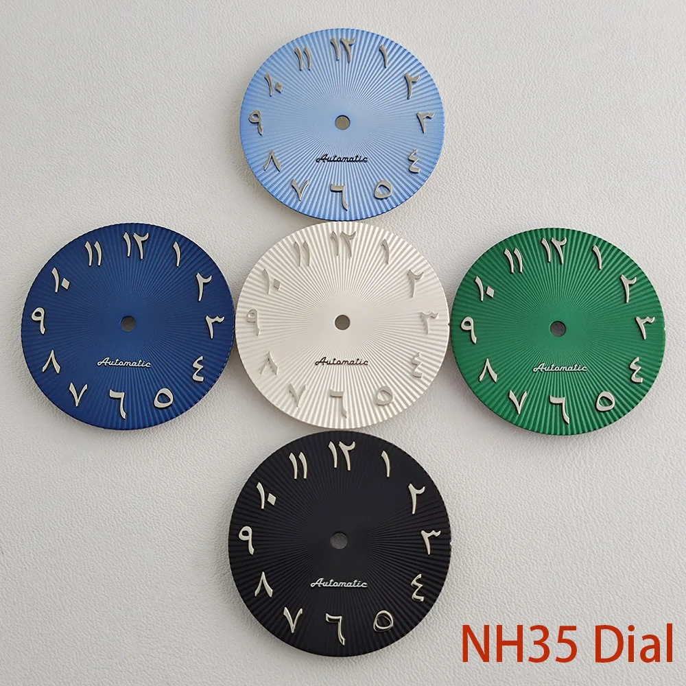 NH35 dial NH36 dial 28.5mm Arab dial corrugated without logo dial Silver stainless steel convex Arabic dial Watch accessories