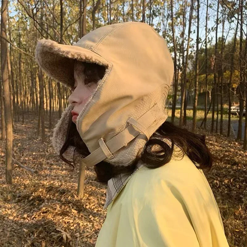 

Autumn and Winter Women's Warm Lei Feng Hat with Fleece Ear Flaps Lambswool Cold-proof Korean Style Versatile Cycling Hat