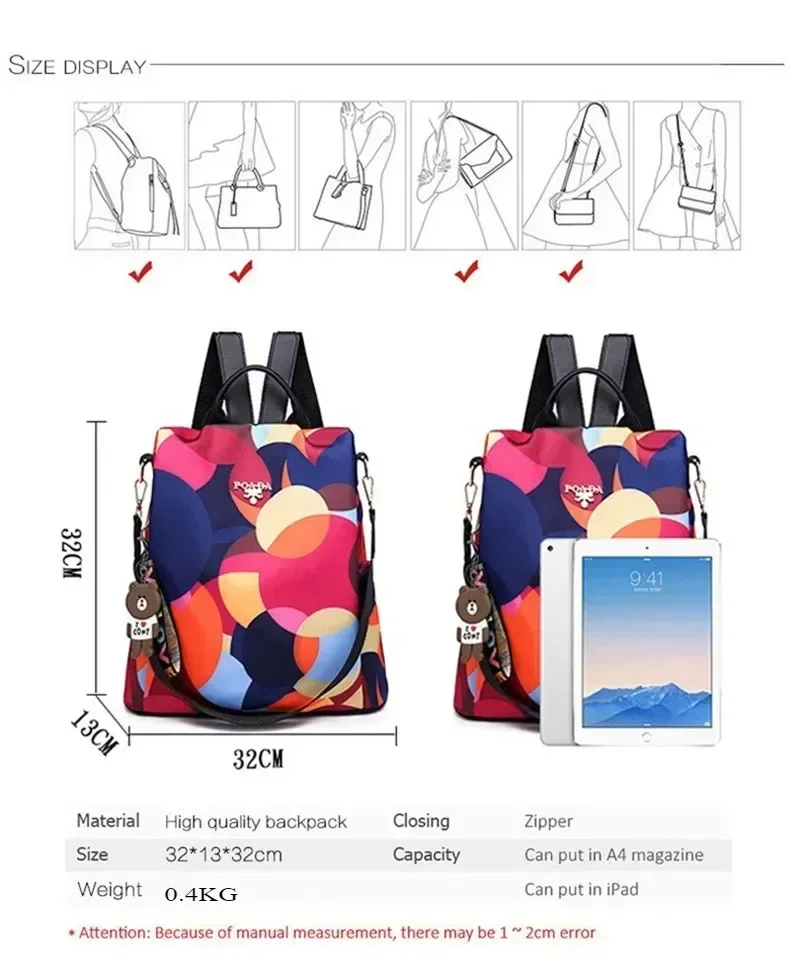 Fashion Backpack Women Oxford Cloth Shoulder Bag 2024 School Bags For Teenage Girls Light Ladies Travel Bagpack Mochila Feminina