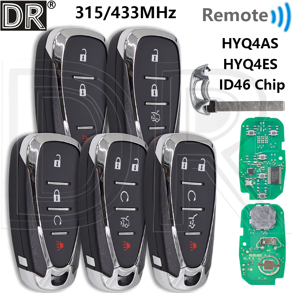 

Great HYQ4AS HYQ4ES ID46 Chip 315/433MHz Smart Car Remote Key For Chevrolet Malibu Spark Cruze Equinox Camaro Sonic Volt 2021+