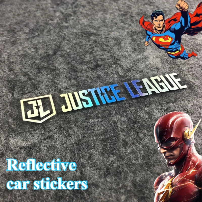 

DC Justice League Peripheral Movies Creative Personality Letter Laser Reflective Car Electric Vehicle Decorative Car Sticker