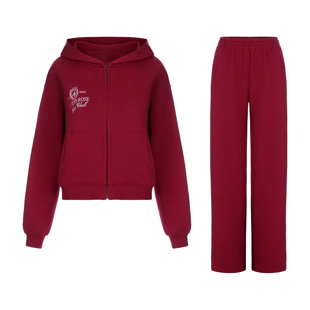 Sudadera con capucha con estampado de letras americanas, pantalones deportivos, traje de otoño e invierno, moda para mujer, conjunto de pantalones anchos con capucha cálida para Festival de Música diaria
