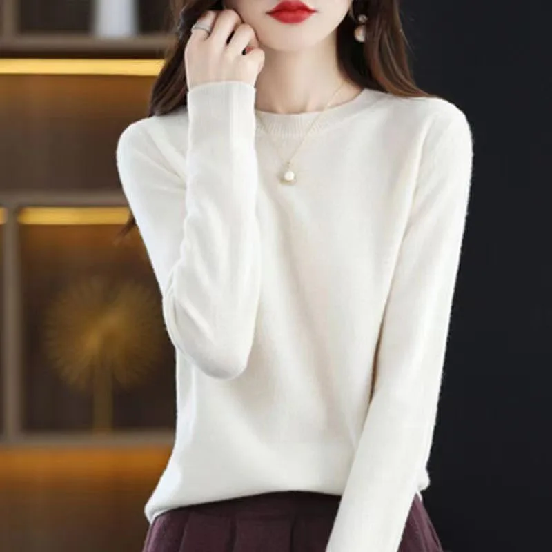 autumn winter cashmere sweater women pullover casual solid long sleeve knitted sweaters female Soft simple o-neck jersey jumper