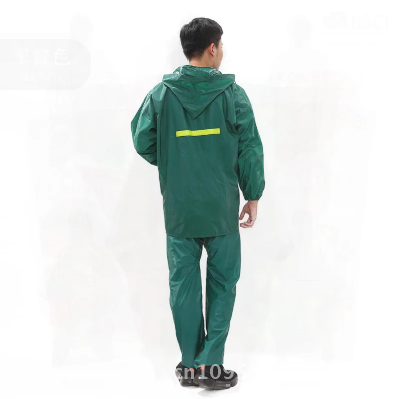 

Men's Thickened Reflective Split Raincoat Full-Body Waterproof Oxford Cloth Outdoor Riding Delivery Courier Rain Gear in Green