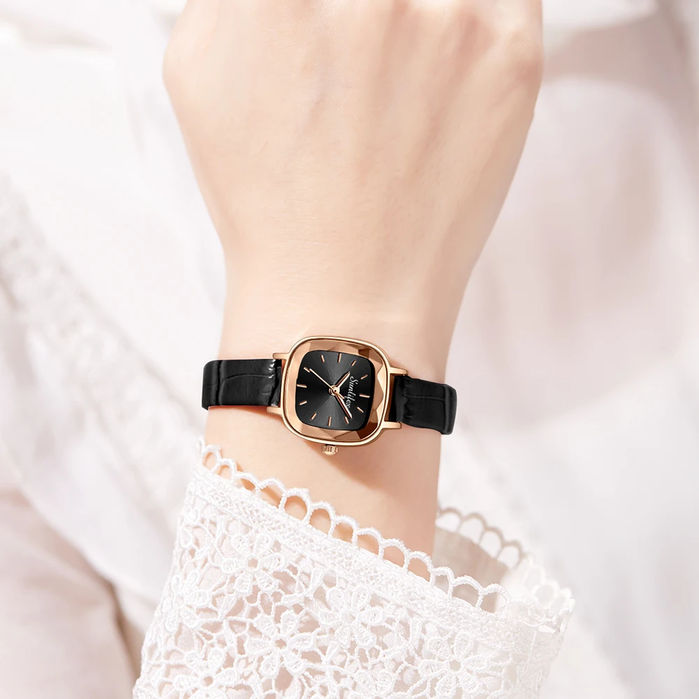Sunlifex orologio da donna piccolo Jam orologio Casual elegante con cinturino in pelle con quadrante quadrato originale
